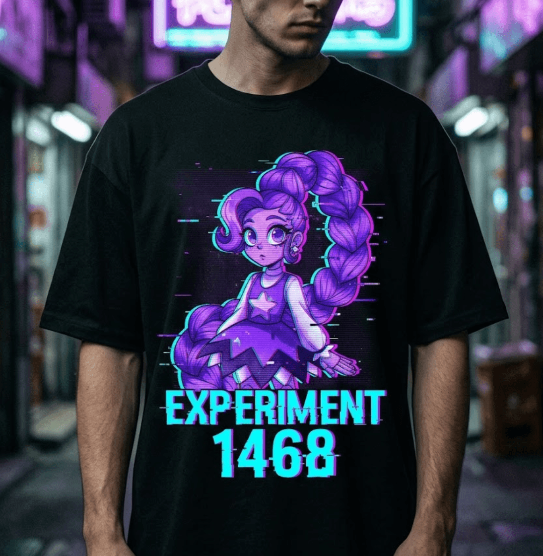 Experiment 1468 Glitch Tee — Lily Lovebraids fan merch concept