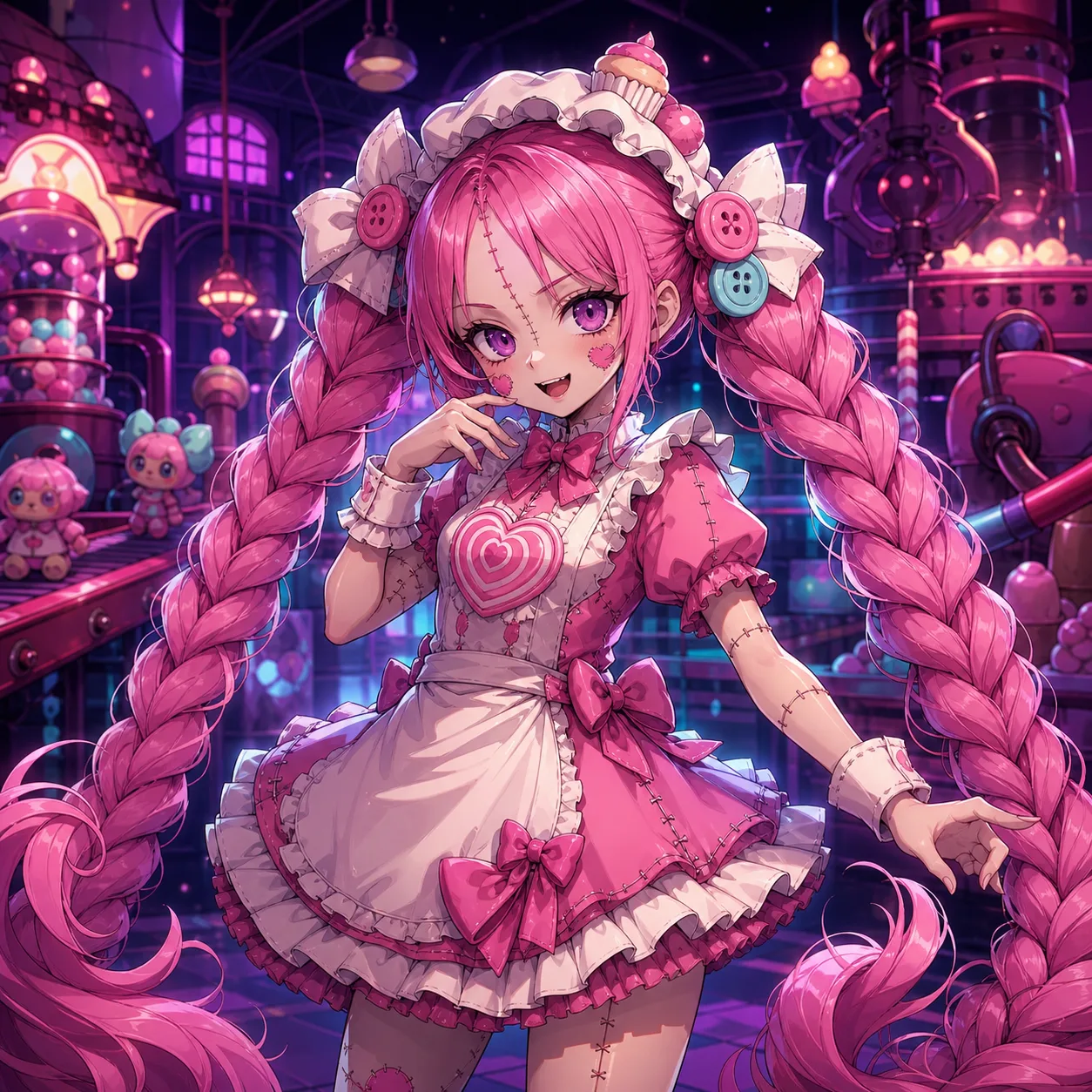 Anime-style fan concept of a pink-braided Lily Lovebraids inspired character
